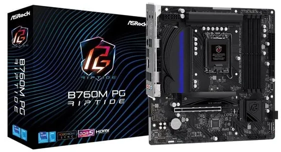 ASRock B760M PG Riptide Mainboard - Intel B760 - Intel LGA1700-Sockel - DDR5 RAM - Micro-ATX
