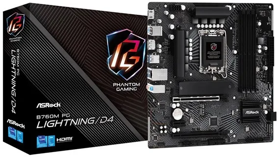 ASRock B760M PG LIGHTNING/D4 Mainboard - Intel B760 - Socket Intel LGA1700 - RAM DDR4 - Micro-ATX