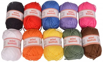 Järbo Minibomull Garnpaket 13 Basisfarben 10g - 10 Stk - Järbo Minibomull Garnpaket 13 Basisfarben