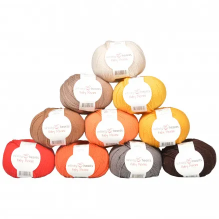 Infinity Hearts Baby Merino Garnpakke 13 Braun und Orange Nuancen - 10 s - Infinity Hearts Baby Merino Garnpakke 13 Grau und Braun Nuancen