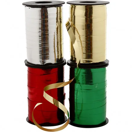 Geschenkband, B: 10 mm, glänzend, 4x250 m/ 1 Stk.