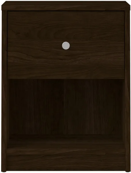 TVILUM May Nachttisch - braunes Holz, 1 Schublade und 1 Fach