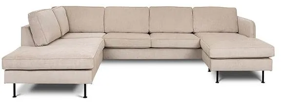 Læsø Sofa mit Chaiselong und Open-End - 288 x 210 cm - beige Samt - Rechtsausführung