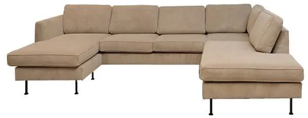 Thy Sofa mit Chaiselongue und Open-End - 305 x 210 cm - beige Samt - linksgerichtet