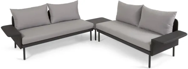 Zaltana, Outdoor-Sofaset, schwarz, Aluminium