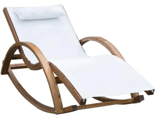 Homeville Lux Liegestuhl aus Lärchenholz mit Schaukel-Funktion 150x60x50cm