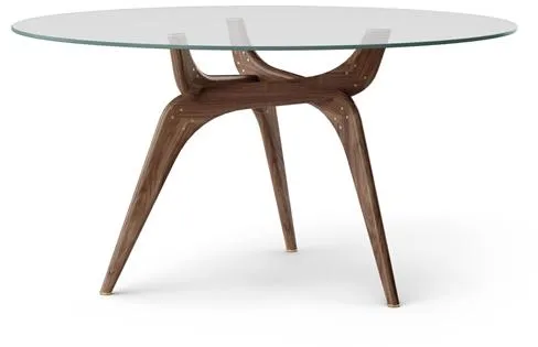 Brdr. Krüger TRIIIO Esstisch Ø135 Nussbaum Geölt/Klares Glas