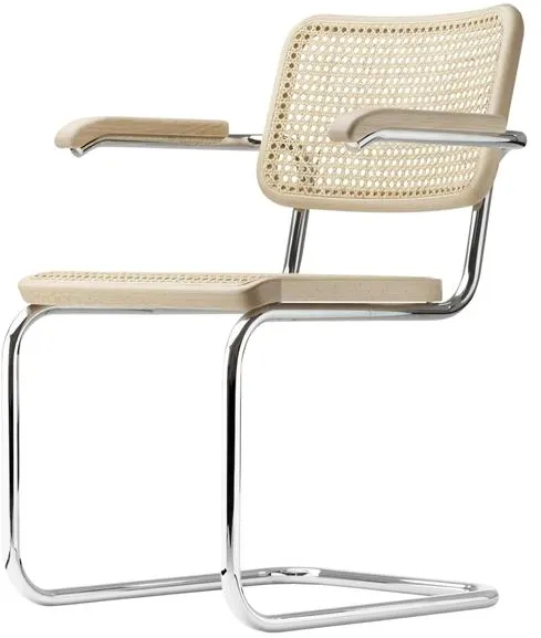 Thonet S 64 V Freischwinger Esszimmerstuhl mit Armlehnen Chrom/Buche