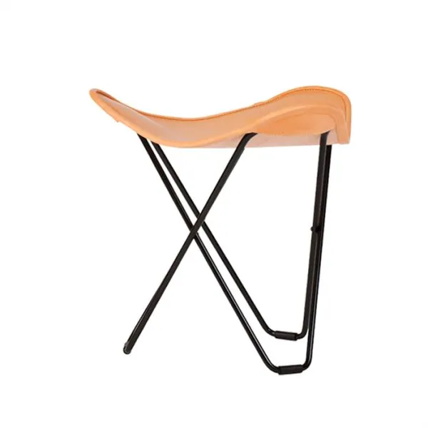Cuero Pampa Flying Goose Hocker - Schwarzes Gestell - Natur