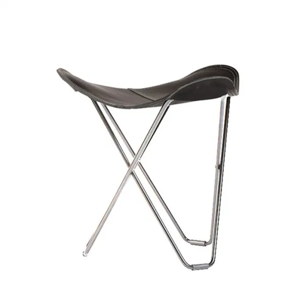 Cuero Pampa Flying Goose Hocker - Chromgestell - Schwarz