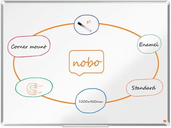 Nobo Premium Plus emaillierte Whiteboard 120x90cm weiß